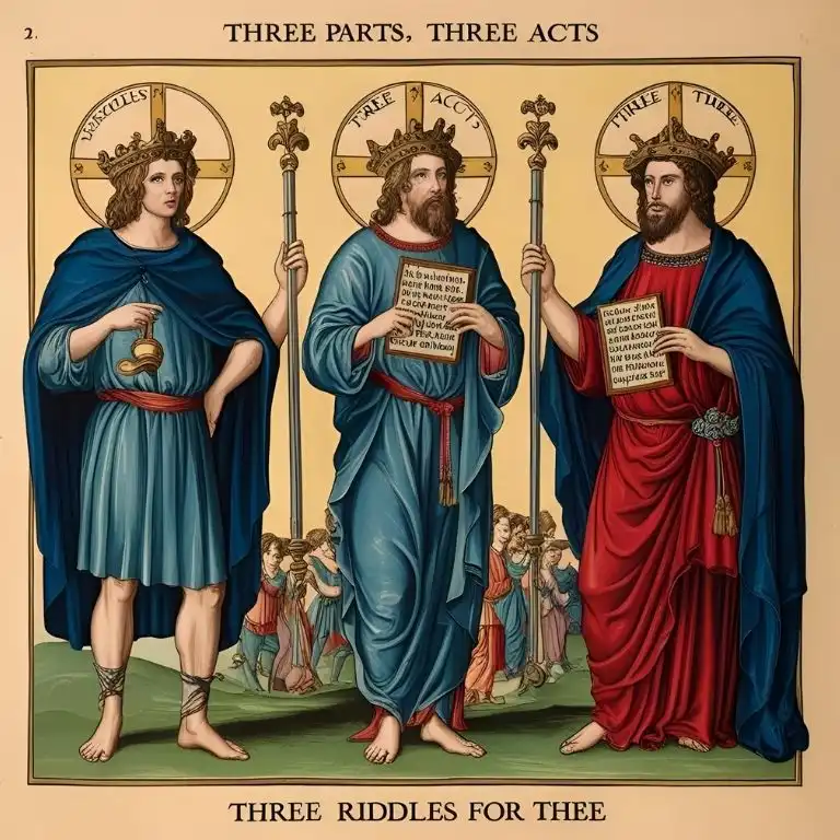 three parts three acts three riddles for thee