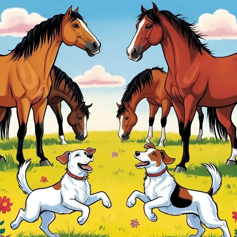 riddle about 2 dogs 4 horses