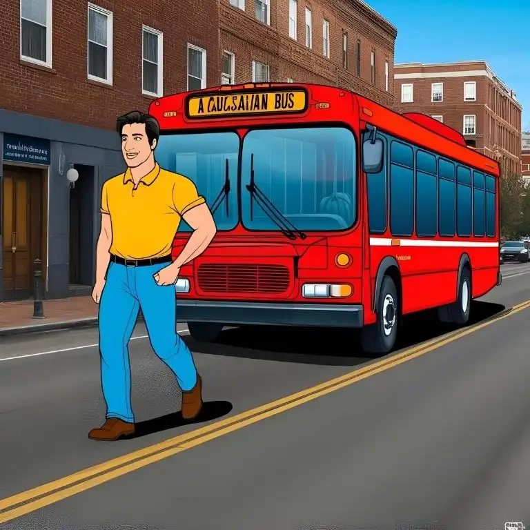 riddle about a bus man heading down a street